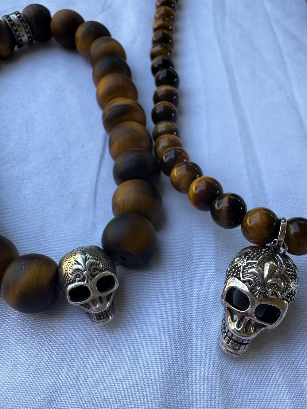 Thomas Sabo Rebel at Heart Tiger’s Eye Skull Jewelry Set, Bracelet & Necklace